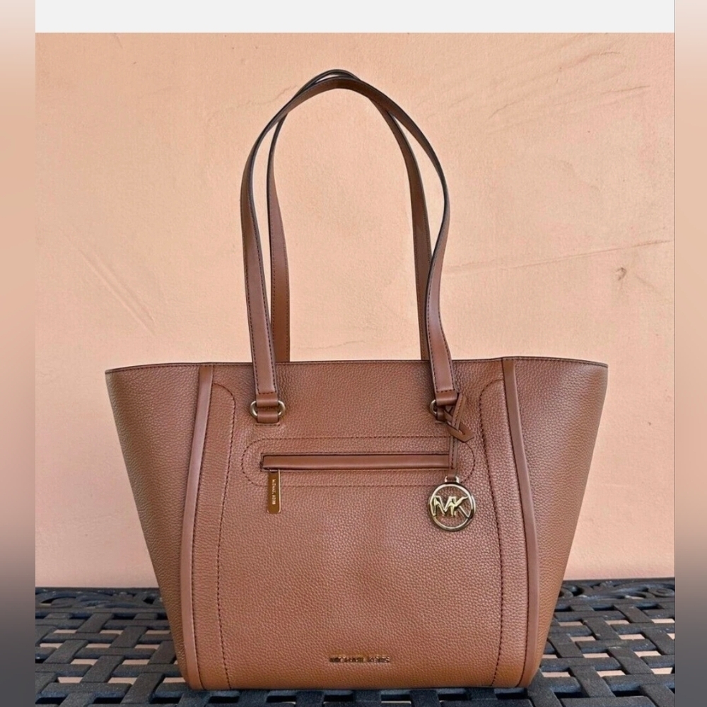 Michael Kors Carine Large Brown Leather Tote Bag